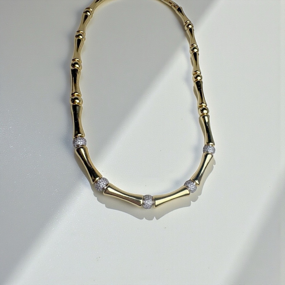 Bamboo Crystal Set: Necklace and Earrings